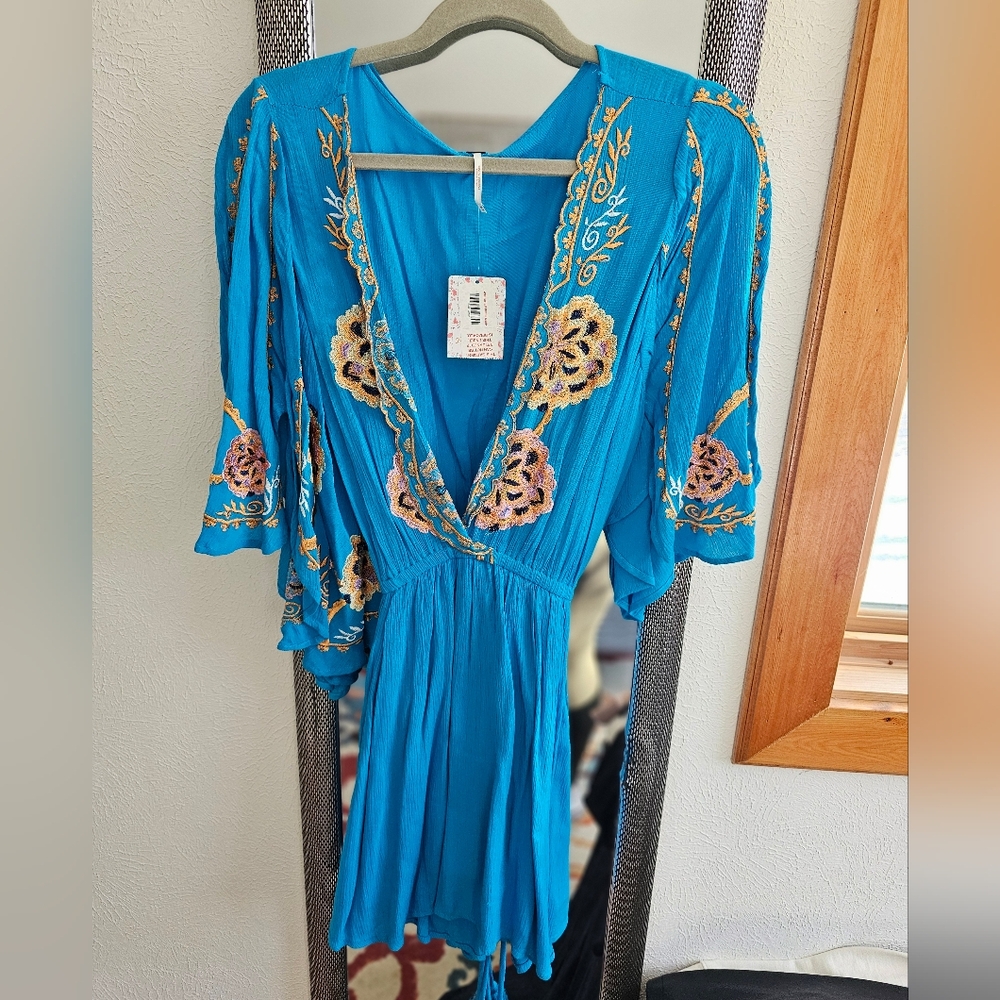 NWT Free People Embroidered Cora Mini Dress